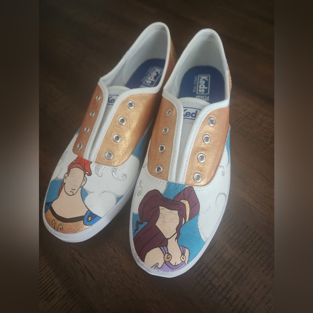 New Hercules‎ Keds Womens White and Gold Sneakers With Laces 8.5- Unfinished